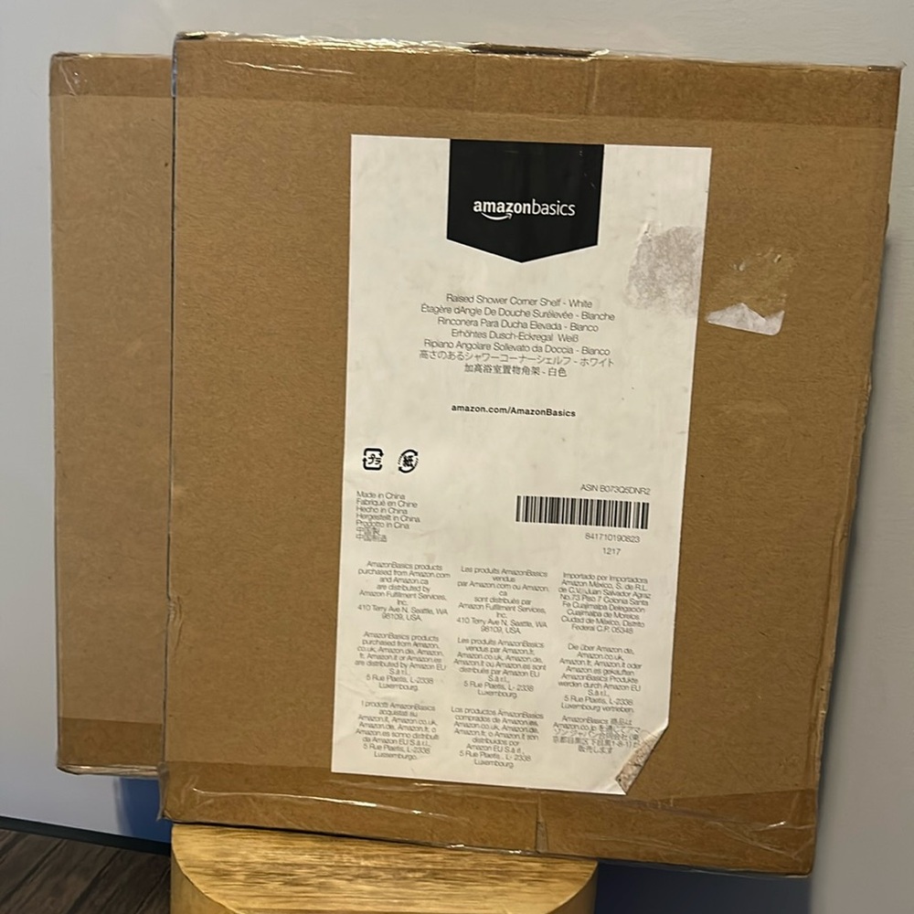 Amazon Basics Raised Shower Corner Shelf - White